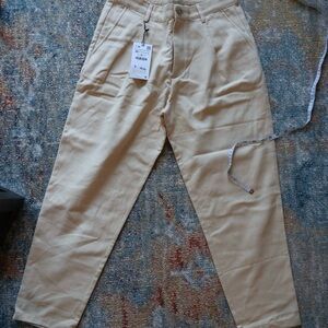 Beige High-Waisted Trousers carrot fit